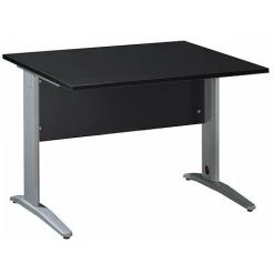 SANS MARQUE Bureau Droit Noir L 120 X P 80 Cm Piètement L Métal Aluminium - Montréal 2 - Maxiburo
