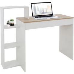 ML-DESIGN Bureau Avec étagères Bureau Pour PC Blanc/chêne Sonoma Système 2 En 1 Moderne