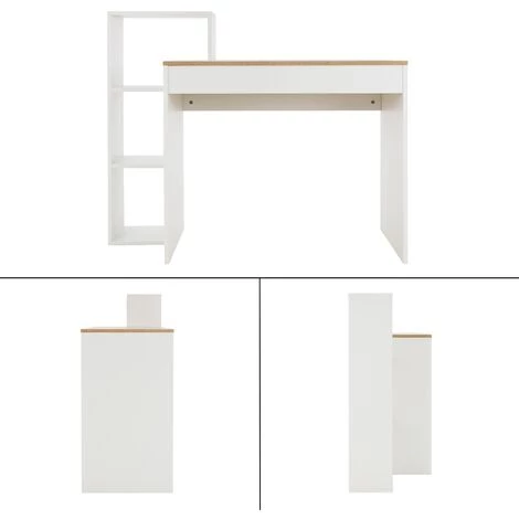 ML-DESIGN Bureau Avec étagères Bureau Pour PC Blanc/chêne Sonoma Système 2 En 1 Moderne 5 ML-DESIGN Bureau Avec étagères Bureau Pour PC Blanc/chêne Sonoma Système 2 En 1 Moderne – Image 3