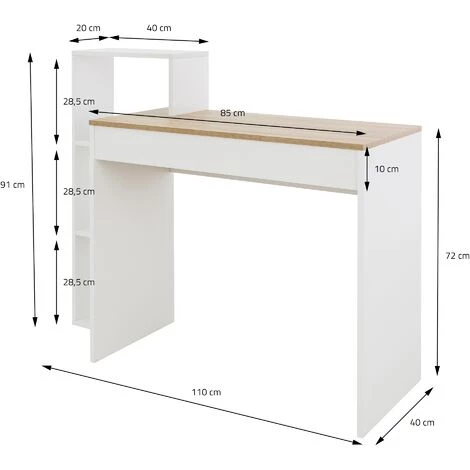 ML-DESIGN Bureau Avec étagères Bureau Pour PC Blanc/chêne Sonoma Système 2 En 1 Moderne 7 ML-DESIGN Bureau Avec étagères Bureau Pour PC Blanc/chêne Sonoma Système 2 En 1 Moderne – Image 5