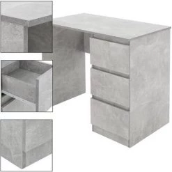 ML-DESIGN Bureau Informatique Avec 3 Tiroirs Table De Travail Gris Avec Materiel Montage -France Bureau Soldes 2022 60163258 3