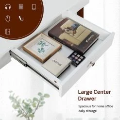 GIANTEX Bureau D'ordinateur Avec 1 Tiroir En Bois, Grand Plateau, Pieds En Bois Massif, IdEal Pour Studio Et Bureau, Style Moderne, Poids Maximum 54,4 Kg, 106,5 X 50 X 75,5 Cm (marron) -France Bureau Soldes 2022 60183873 2