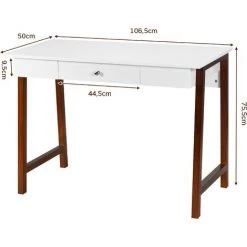 GIANTEX Bureau D'ordinateur Avec 1 Tiroir En Bois, Grand Plateau, Pieds En Bois Massif, IdEal Pour Studio Et Bureau, Style Moderne, Poids Maximum 54,4 Kg, 106,5 X 50 X 75,5 Cm (marron) -France Bureau Soldes 2022 60183873 5