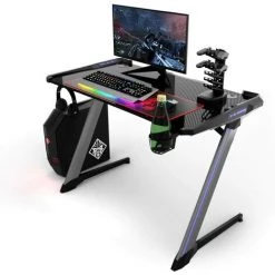 GIANTEX Bureau Gaming Ergonomic, Bureau Gamer Avec Support Pour Manette, Porte-Gobelet Et Casque, 6 Eclairages RVB Et 3 Modes De Flash, Table Bureau Informatique Noir,119,5 X 72,5 X 76 Cm 10 GIANTEX Bureau Gaming Ergonomic, Bureau Gamer Avec Support Pour Manette, Porte-Gobelet Et Casque, 6 Eclairages RVB Et 3 Modes De Flash, Table Bureau Informatique Noir,119,5 X 72,5 X 76 Cm -France Bureau Soldes 2022 60183937 4