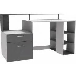 HABITAT & JARDIN Bureau "Lune" - 140 X 55 X 93 Cm - Blanc/Gris