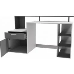 HABITAT & JARDIN Bureau "Lune" - 140 X 55 X 93 Cm - Blanc/Gris 7 HABITAT & JARDIN Bureau "Lune" - 140 X 55 X 93 Cm - Blanc/Gris -France Bureau Soldes 2022 60186953 3