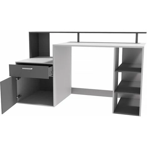 HABITAT & JARDIN Bureau "Lune" - 140 X 55 X 93 Cm - Blanc/Gris 5 HABITAT & JARDIN Bureau "Lune" - 140 X 55 X 93 Cm - Blanc/Gris – Image 3