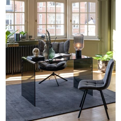 LES TENDANCES Bureau En Verre Noir Angelo L 120 Cm 4 LES TENDANCES Bureau En Verre Noir Angelo L 120 Cm – Image 2