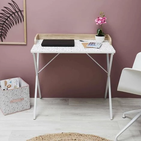 THE HOME DECO FACTORY Bureau En Métal Et MDF Terrazzo Rose 4 THE HOME DECO FACTORY Bureau En Métal Et MDF Terrazzo Rose – Image 2