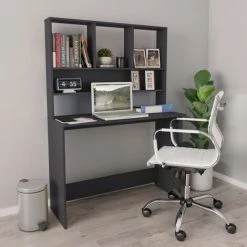 Topdeal 800389 Desk With Shelves Grey 110x45x157 Cm Chipboard FF800389_FR