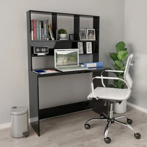 Topdeal Bureau Avec étagères Noir Brillant 110 X 45 X 157 Cm Aggloméré FF800394_FR 3 Topdeal Bureau Avec étagères Noir Brillant 110 X 45 X 157 Cm Aggloméré FF800394_FR