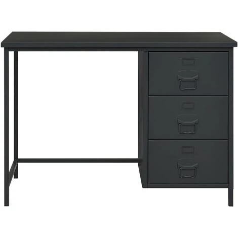 INLIFE Bureau Industriel Avec Tiroirs Anthracite 105x52x75 Cm Acier 4 INLIFE Bureau Industriel Avec Tiroirs Anthracite 105x52x75 Cm Acier – Image 2
