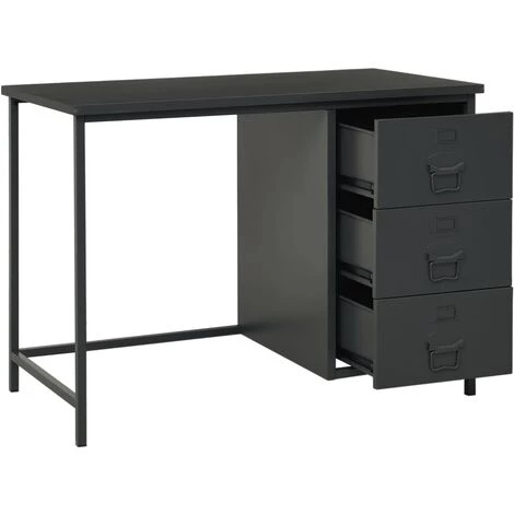 INLIFE Bureau Industriel Avec Tiroirs Anthracite 105x52x75 Cm Acier 5 INLIFE Bureau Industriel Avec Tiroirs Anthracite 105x52x75 Cm Acier – Image 3