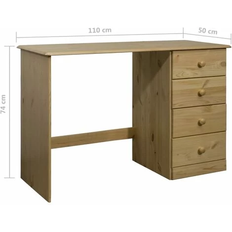 INLIFE Bureau Avec 4 Tiroirs 110x50x74 Cm Bois De Pin Massif 7 INLIFE Bureau Avec 4 Tiroirs 110x50x74 Cm Bois De Pin Massif – Image 5