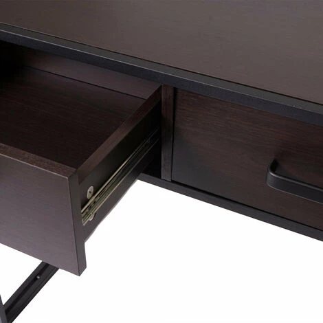 DéCOSHOP26 Bureau D'ordinateur Avec Tiroirs Et Compartiment De Rangement Design Industriel 76x120x70cm Brun Foncé - Or 6 DéCOSHOP26 Bureau D'ordinateur Avec Tiroirs Et Compartiment De Rangement Design Industriel 76x120x70cm Brun Foncé - Or – Image 4