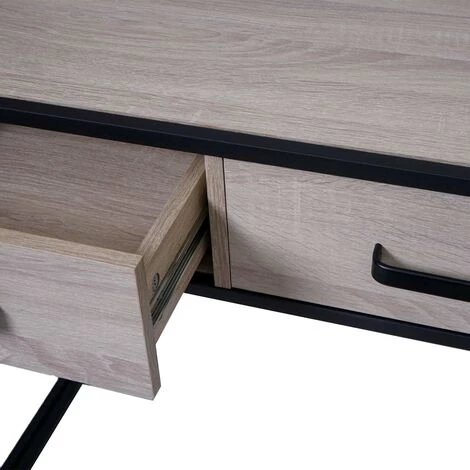 DéCOSHOP26 Bureau D'ordinateur Avec Tiroirs Et Compartiment De Rangement Design Industriel 76x120x70cm Aspect Chêne - Or 5 DéCOSHOP26 Bureau D'ordinateur Avec Tiroirs Et Compartiment De Rangement Design Industriel 76x120x70cm Aspect Chêne - Or – Image 3