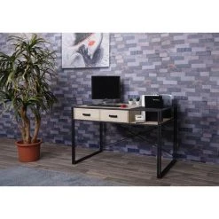 DéCOSHOP26 Bureau D'ordinateur Avec Tiroirs Et Compartiment De Rangement Design Industriel 76x120x70cm Aspect Chêne - Or 10 DéCOSHOP26 Bureau D'ordinateur Avec Tiroirs Et Compartiment De Rangement Design Industriel 76x120x70cm Aspect Chêne - Or -France Bureau Soldes 2022 60638645 4