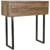 Bureau En Bois De Manguier Marron Et Métal Coloris Noir - Longueur 118 X Hauteur 115 X Profondeur 40 Cm -PEGANE-