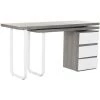 Bureau Réversible En MDF Coloris Gris/ Blanc Et Métal - Longueur 150 X Hauteur 120 X Profondeur 75 Cm -PEGANE-