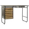 Bureau En MDF Naturel Et Métal Coloris Noir - Longueur 120 X Hauteur 80 X Profondeur 50 Cm -PEGANE-