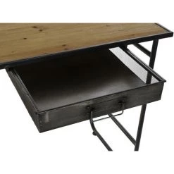 Bureau En MDF Naturel Et Métal Coloris Noir - Longueur 120 X Hauteur 80 X Profondeur 50 Cm -PEGANE- -France Bureau Soldes 2022 60661632 4