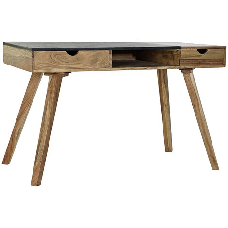 Bureau En Bois D'acacia Coloris Marron/noir - Longueur 120 X Hauteur 76 X Profondeur 60.5 Cm -PEGANE- 3 Bureau En Bois D'acacia Coloris Marron/noir - Longueur 120 X Hauteur 76 X Profondeur 60.5 Cm -PEGANE-