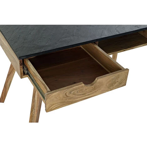 Bureau En Bois D'acacia Coloris Marron/noir - Longueur 120 X Hauteur 76 X Profondeur 60.5 Cm -PEGANE- 5 Bureau En Bois D'acacia Coloris Marron/noir - Longueur 120 X Hauteur 76 X Profondeur 60.5 Cm -PEGANE- – Image 3