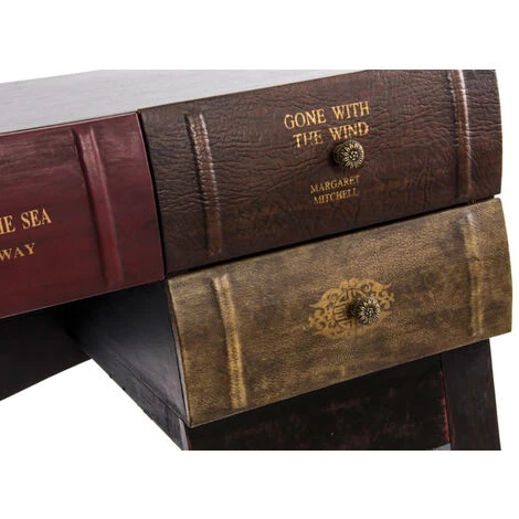 Bureau En Bois Coloris Marron Et Polyuréthane Motif Livre - Longueur 110 X Hauteur 90 X Profondeur 40 Cm -PEGANE- 4 Bureau En Bois Coloris Marron Et Polyuréthane Motif Livre - Longueur 110 X Hauteur 90 X Profondeur 40 Cm -PEGANE- – Image 2