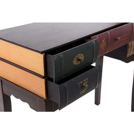 Bureau En Bois Coloris Marron Et Polyuréthane Motif Livre - Longueur 110 X Hauteur 90 X Profondeur 40 Cm -PEGANE- 5 Bureau En Bois Coloris Marron Et Polyuréthane Motif Livre - Longueur 110 X Hauteur 90 X Profondeur 40 Cm -PEGANE- – Image 3