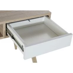 Bureau En MDF Naturel / Blanc Et Métal - Longueur 120 X Hauteur 74.5 X Profondeur 60 Cm -PEGANE- -France Bureau Soldes 2022 60662109 3