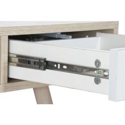Bureau En MDF Naturel / Blanc Et Métal - Longueur 120 X Hauteur 74.5 X Profondeur 60 Cm -PEGANE- -France Bureau Soldes 2022 60662109 4