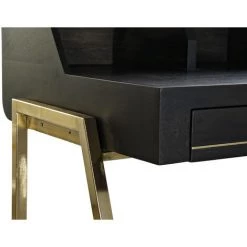 Bureau En Bois De Manguier Noir Et Métal Coloris Doré - Longueur 125 X Hauteur 93.5 X Profondeur 74 Cm -PEGANE- -France Bureau Soldes 2022 60662498 4