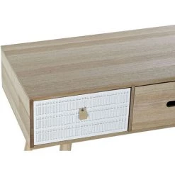 Bureau En Bois De Manguier Et Rotin Coloris Naturel - Longueur 100 X Hauteur 76 X Profondeur 50 Cm -PEGANE- -France Bureau Soldes 2022 60663242 4