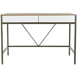 Bureau En MDF Coloris Naturel/blanc Et Métal - Longueur 110 X Hauteur 76 X Profondeur 55 Cm -PEGANE- 7 Bureau En MDF Coloris Naturel/blanc Et Métal - Longueur 110 X Hauteur 76 X Profondeur 55 Cm -PEGANE- -France Bureau Soldes 2022 60663309 2
