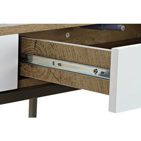 Bureau En MDF Coloris Naturel/blanc Et Métal - Longueur 110 X Hauteur 76 X Profondeur 55 Cm -PEGANE- 6 Bureau En MDF Coloris Naturel/blanc Et Métal - Longueur 110 X Hauteur 76 X Profondeur 55 Cm -PEGANE- – Image 4