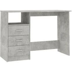 NOVA Bureau Avec 3 Tiroirs Et Compartiment Ouvert Dans La Porte PC En Bois Mobile Différentes Couleurs Couleur : Gris En Béton -France Bureau Soldes 2022 60805754 2
