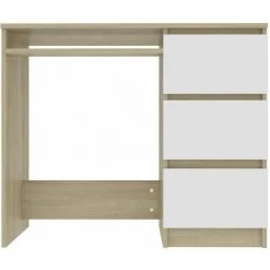 NOVA Bureau D'armoire PC En Bois Avec 3 Tiroirs Bureau De Bureau De Bureau Différentes Couleurs Couleur : Chêne Blanc Et Sonoma -France Bureau Soldes 2022 60805933 4