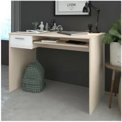 Bureau Enfant Avec Tiroir Et Tablette Coulissante L108,5 Cm - Charly - Calicosy - Bois Clair -France Bureau Soldes 2022 60869353 2