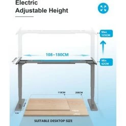 MAIDeSITe Bureau Assis Debout Electrique Cadre De Bureau Réglable En Hauteur Électrique à 3 Colonnes Avec Double Moteur, Avec 4 Claviers à Mémoire Automatique, Capacité De Charge 125kg-Grise -France Bureau Soldes 2022 60907660 3