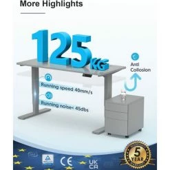 MAIDeSITe Bureau Assis Debout Electrique Cadre De Bureau Réglable En Hauteur Électrique à 3 Colonnes Avec Double Moteur, Avec 4 Claviers à Mémoire Automatique, Capacité De Charge 125kg-Grise -France Bureau Soldes 2022 60907660 4