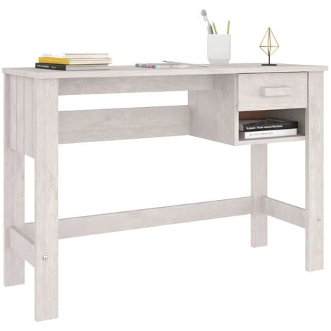 FIMEI Bureau Blanc 110x40x75 Cm Bois Massif De Pin 6 FIMEI Bureau Blanc 110x40x75 Cm Bois Massif De Pin – Image 4