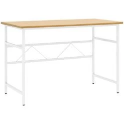 FIMEI Bureau D'ordinateur Blanc/chêne Clair 105x55x72 Cm MDF Et Métal -France Bureau Soldes 2022 60968103 2