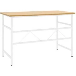 FIMEI Bureau D'ordinateur Blanc/chêne Clair 105x55x72 Cm MDF Et Métal -France Bureau Soldes 2022 60968103 5