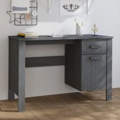 FIMEI Bureau Gris Foncé 113x50x75 Cm Bois Massif De Pin