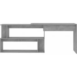 FIMEI Bureau D'angle Gris Béton 200x50x76 Cm Aggloméré -France Bureau Soldes 2022 60969630 4