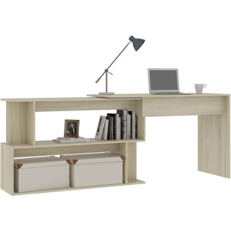 FIMEI Bureau D'angle Chêne Sonoma 200x50x76 Cm Aggloméré 5 FIMEI Bureau D'angle Chêne Sonoma 200x50x76 Cm Aggloméré – Image 3