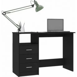 FIMEI Bureau Avec Tiroirs Noir 110x50x76 Cm Aggloméré 9 FIMEI Bureau Avec Tiroirs Noir 110x50x76 Cm Aggloméré -France Bureau Soldes 2022 60971275 3