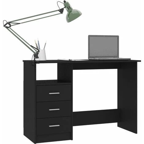FIMEI Bureau Avec Tiroirs Noir 110x50x76 Cm Aggloméré 5 FIMEI Bureau Avec Tiroirs Noir 110x50x76 Cm Aggloméré – Image 3