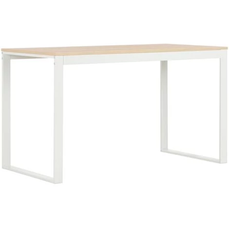 FIMEI Bureau D'ordinateur Blanc Et Chêne 120x60x70 Cm 4 FIMEI Bureau D'ordinateur Blanc Et Chêne 120x60x70 Cm – Image 2