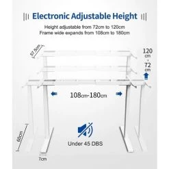 MAIDeSITe Bureau Assis Debout Electrique Bureau Réglable Debout à 2 Étages Avec 2 Moteurs Bureau Réglable En Hauteur Avec 4 Claviers à Mémoire Automatique Cadre De Bureau Electrique-Blanc -France Bureau Soldes 2022 60975364 3